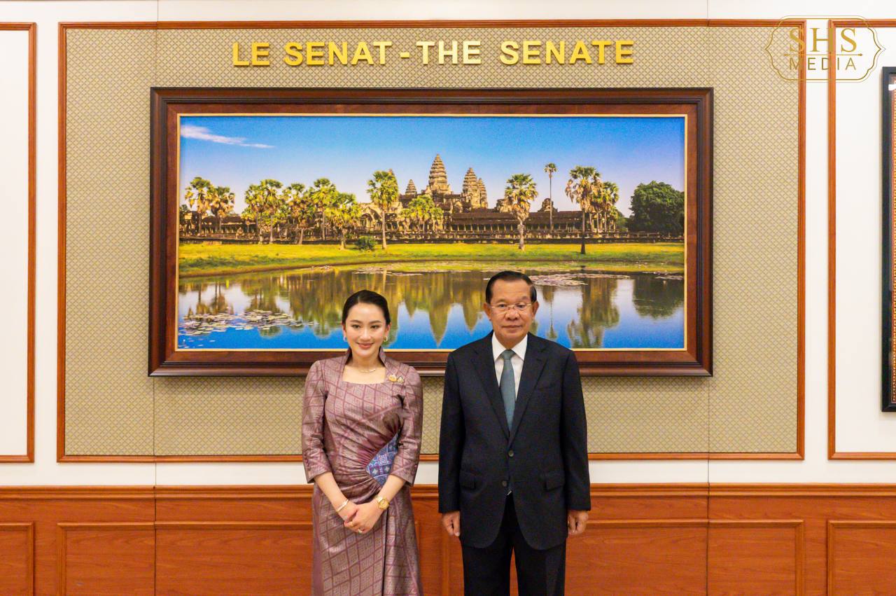សម្ដេចតេជោ ហ៊ុន សែន ស្វាគមន៍លោកជំទាវ Paetongtarn Shinawatra នាយករដ្ឋមន្រ្តីនៃព្រះរាជាណាចក្រថៃ អញ្ជើញជួបសម្តែងការគួរសម